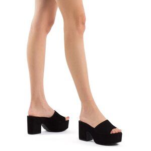 Larroudé Miso Platform Sandal In Black Suede Size 6